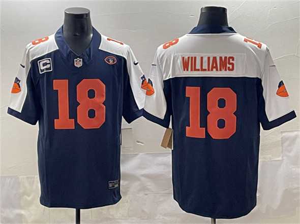 Men%27s Chicago Bears #18 Caleb Williams Navy White F.U.S.E. With 1-star C Patch And No. 51 Patch Throwback Stitched Jersey
